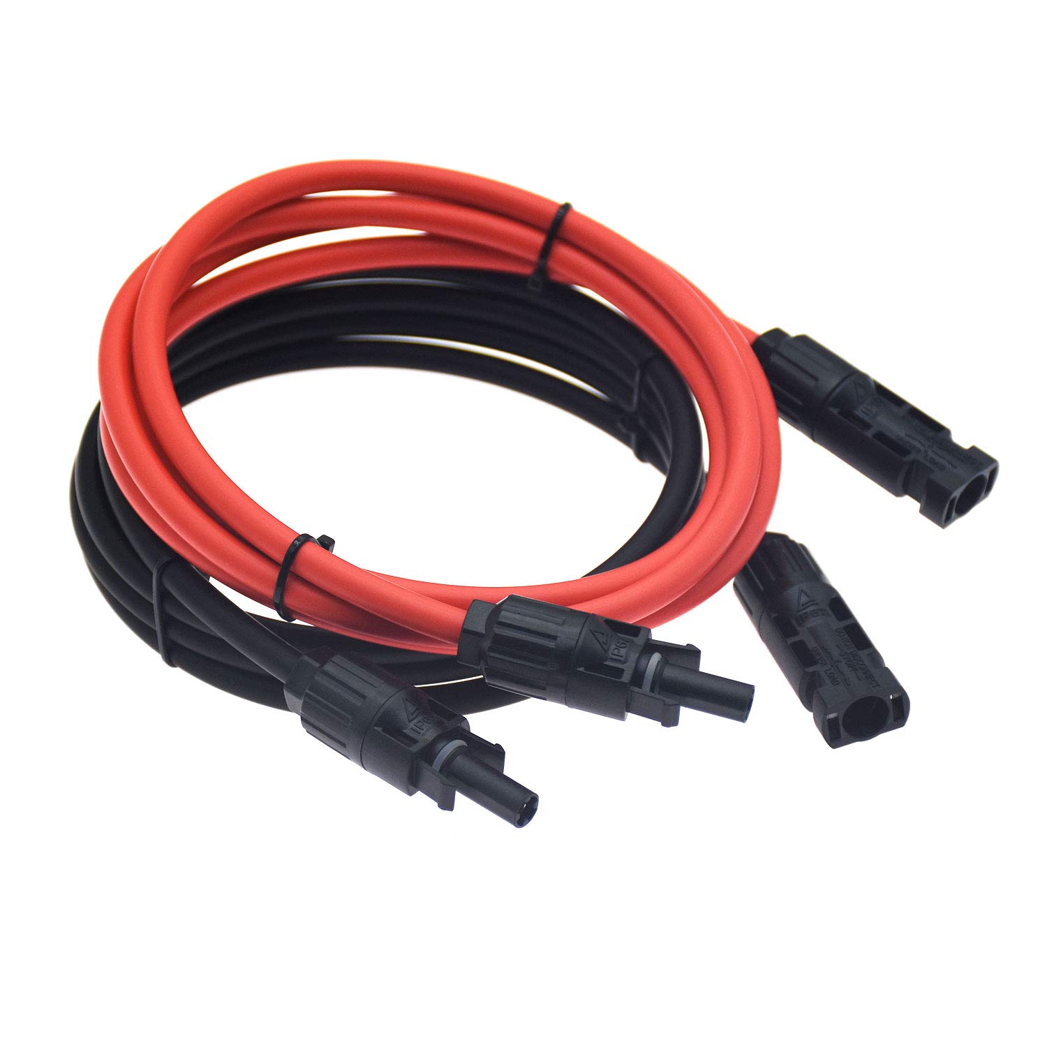 1 Pair Black + Red 10AWG(6mm²) Solar Panel Extension Cable Wire